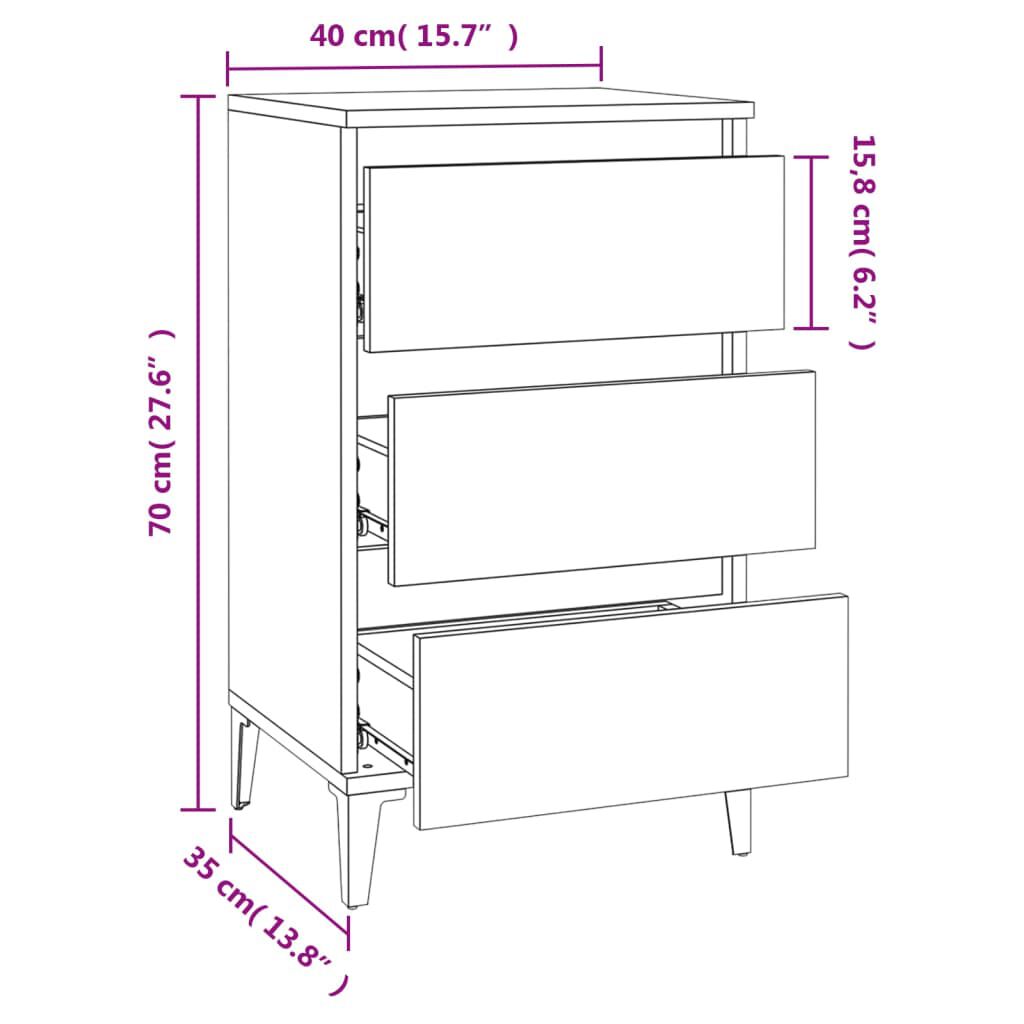 vidaXL Κομοδίνο Sonoma Δρυς 40x35x70 εκ. από Επεξεργασμένο Ξύλο
