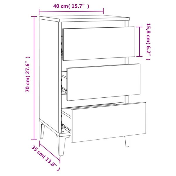 vidaXL Κομοδίνο Sonoma Δρυς 40x35x70 εκ. από Επεξεργασμένο Ξύλο