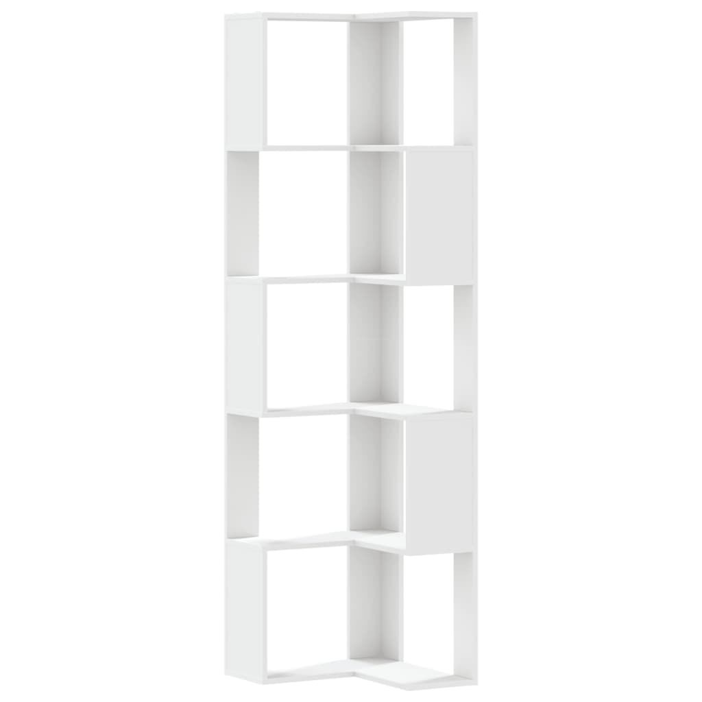 vidaXL Βιβλιοθήκη Γωνιακή 5 Επ. Λευκή 50x50x179εκ Επεξ. Ξύλο