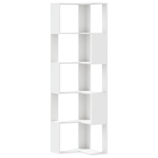 vidaXL Βιβλιοθήκη Γωνιακή 5 Επ. Λευκή 50x50x179εκ Επεξ. Ξύλο