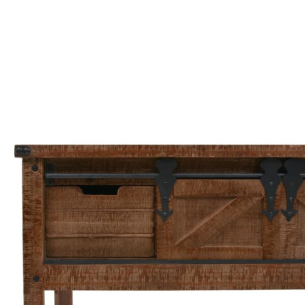 vidaXL Τραπέζι Κονσόλα Καφέ 131 x 35,5 x 75 εκ. από Μασίφ Ξύλο Ελάτης