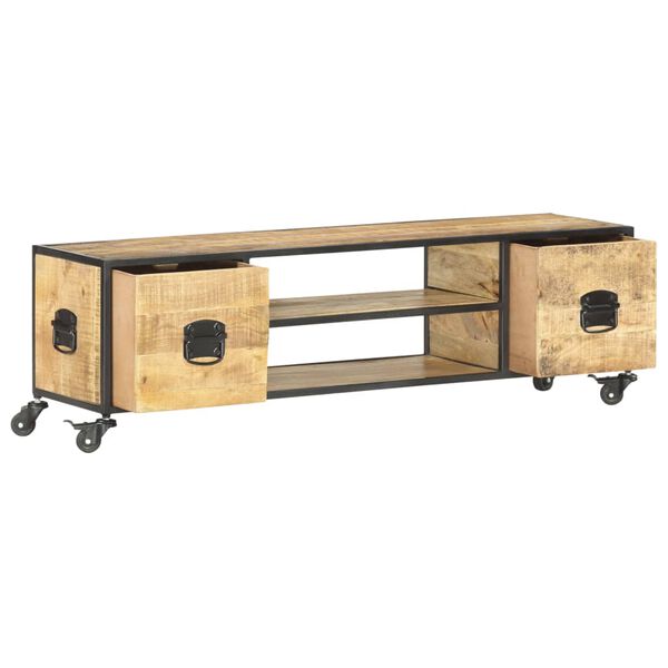 vidaXL Έπιπλο Τηλεόρασης 130 x 30 x 39 εκ. από Μασίφ Ξύλο Μάνγκο
