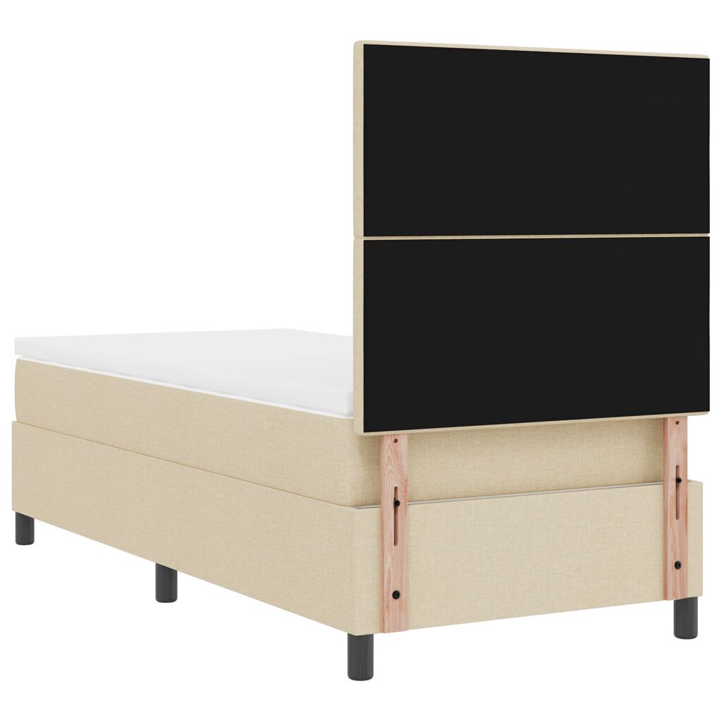 vidaXL Κρεβάτι Box Spring με στρώμα & LED μπεζ 100x200 εκ. Ύφασμα