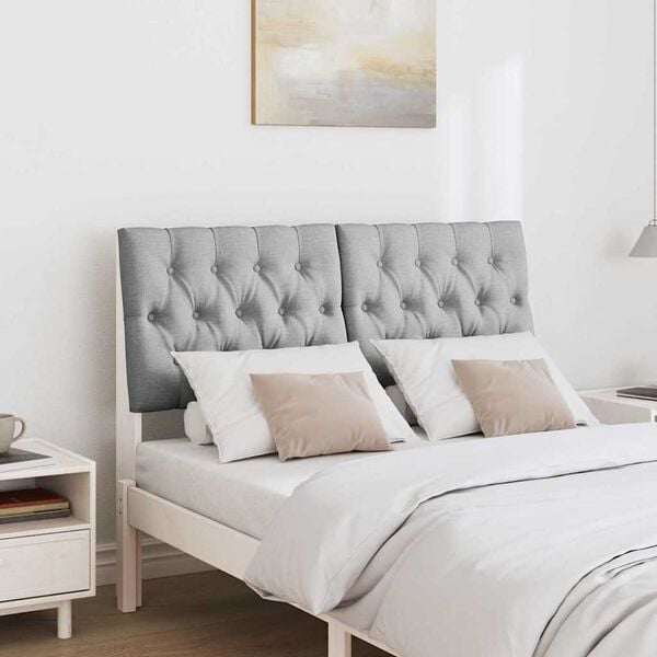 vidaXL Ταπετσαρισμένο κεφαλάρι Ανοιχτό γκρι 120 cm