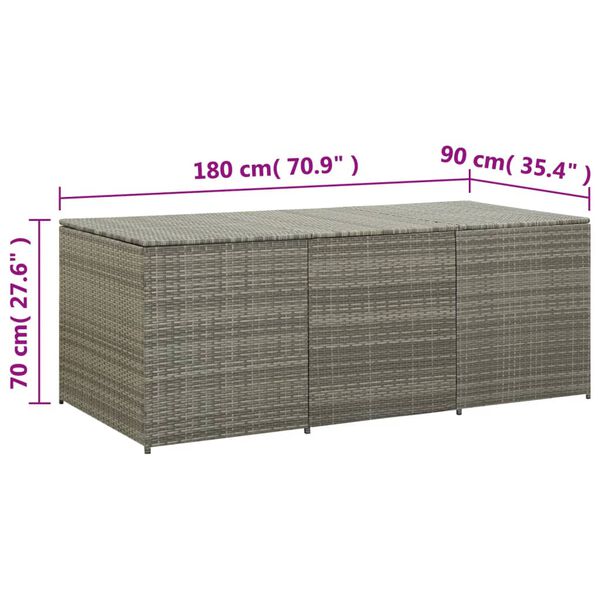 vidaXL Κουτί Αποθήκευσης Κήπου Γκρι 180x90x70 εκ. από Συνθετικό Ρατάν