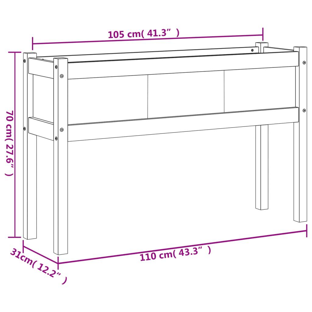 vidaXL Ζαρντινιέρες με Πόδια 110x31x70 εκ Εμποτ. Ξύλο Πεύκου