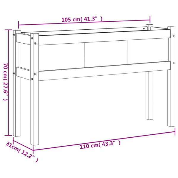 vidaXL Ζαρντινιέρες με Πόδια 110x31x70 εκ Εμποτ. Ξύλο Πεύκου