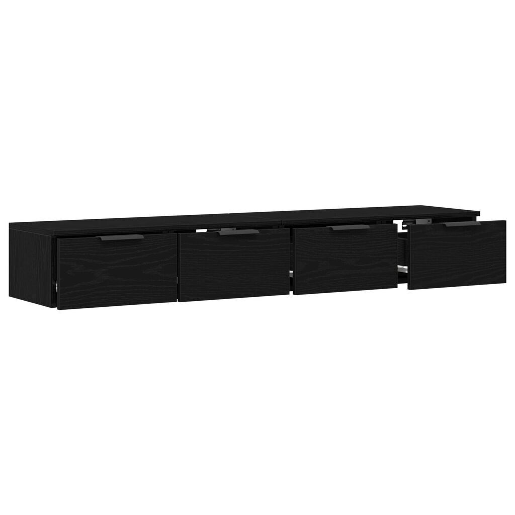 vidaXL Ντουλάπια Τοίχου 2 τεμ Μαύρη Βελανιδιά 68x30x20 εκ Επεξεργασμένο Ξύλο