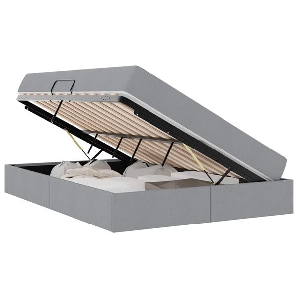 vidaXL Κρεβάτι με αποθηκευτικό χώρο και στρώμα με στρώμα Ανοιχτό γκρι