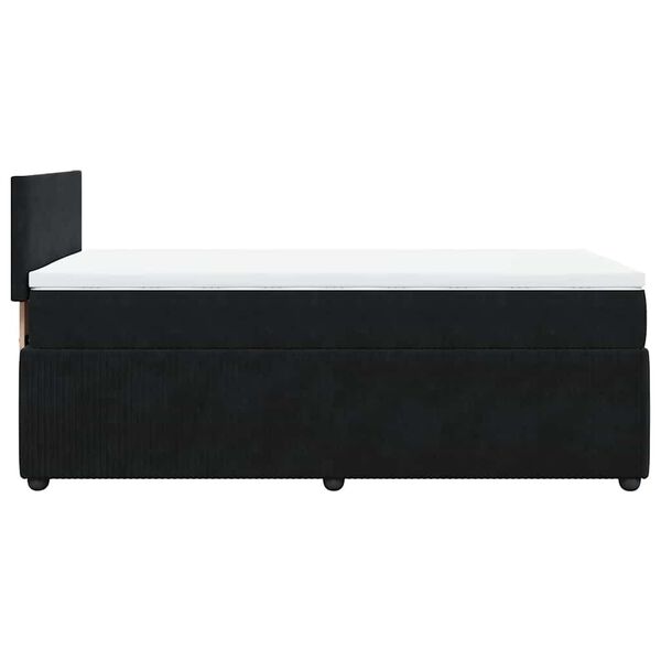 vidaXL Κρεβάτι Boxspring με Στρώμα Μαύρο 90x190 εκ. Βελούδινο