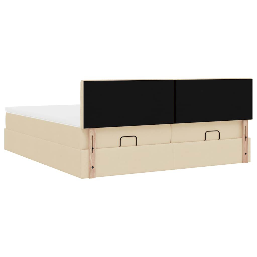vidaXL Οθωμανικό Κρεβάτι με Στρώματα Κρέμα 200x200cm Ύφασμα