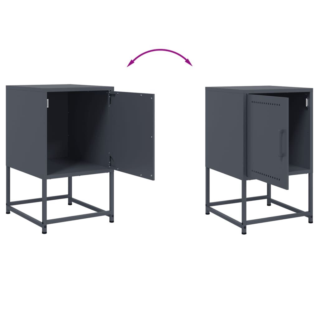 vidaXL Κομοδίνο Ανθρακί 36 x 39 x 60,5 εκ. Ατσάλινο