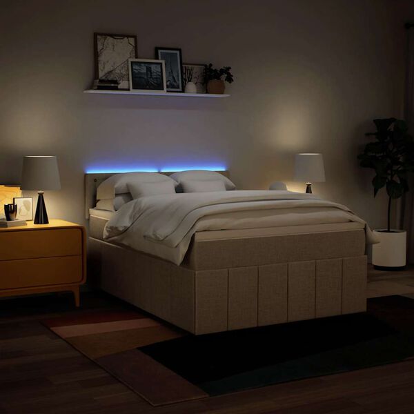 vidaXL &Kappa;&rho;&epsilon;&beta;ά&tau;&iota; Boxspring &mu;&epsilon; &Sigma;&tau;&rho;ώ&mu;&alpha; &Kappa;&rho;&epsilon;&mu; 140x190 &epsilon;&kappa;. &Upsilon;&phi;&alpha;&sigma;&mu;ά&tau;&iota;&nu;&omicron;