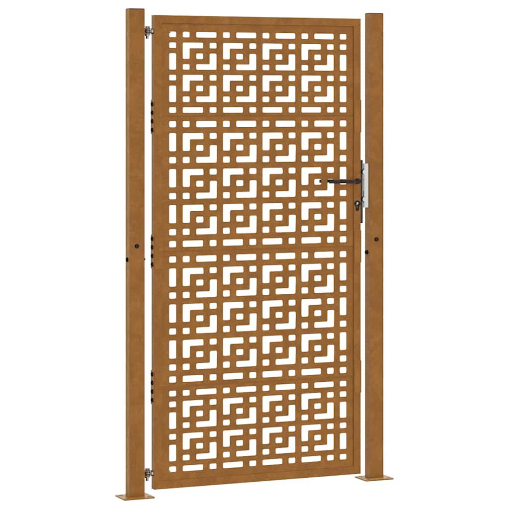 vidaXL Πύλη κήπου 105x180 cm Σταυρός σχεδιασμού από διαβρωμένο χάλυβα