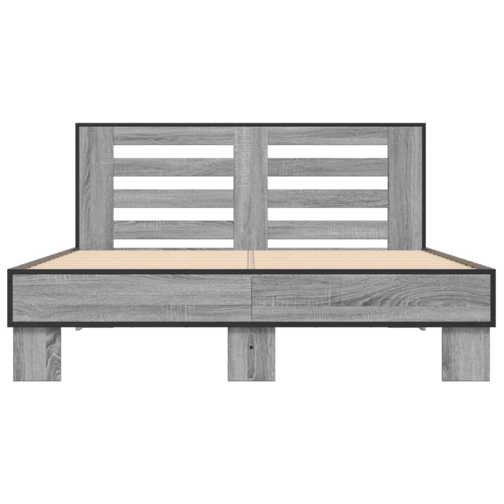 vidaXL Πλαίσιο Κρεβατιού Γκρι Sonoma 140x190 εκ. Επεξ. Ξύλο & Μέταλλο