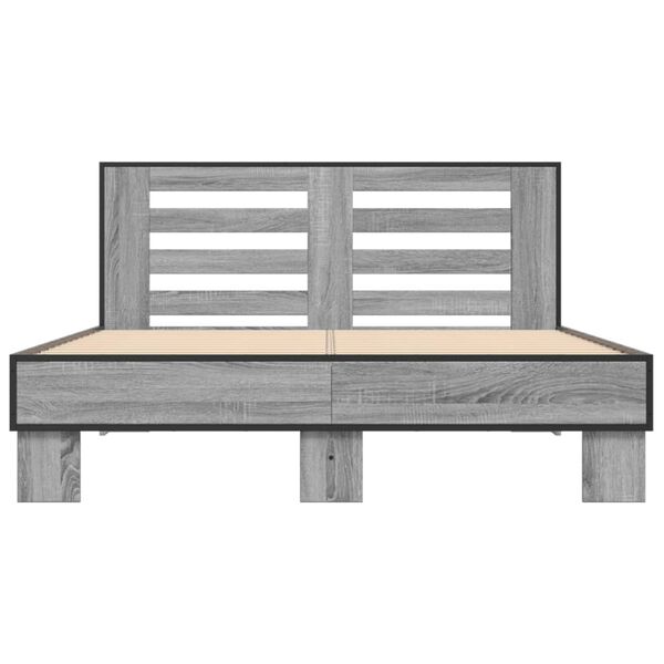 vidaXL Πλαίσιο Κρεβατιού Γκρι Sonoma 140x190 εκ. Επεξ. Ξύλο & Μέταλλο