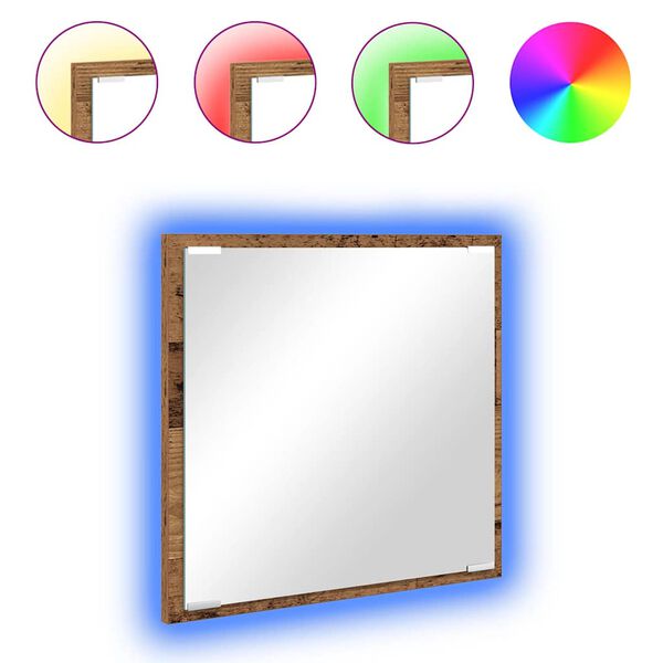 vidaXL Καθρέφτης μπάνιου LED Επιτοίχιο Παλαιό ξύλο 40 x 8.5 x 37 εκ.