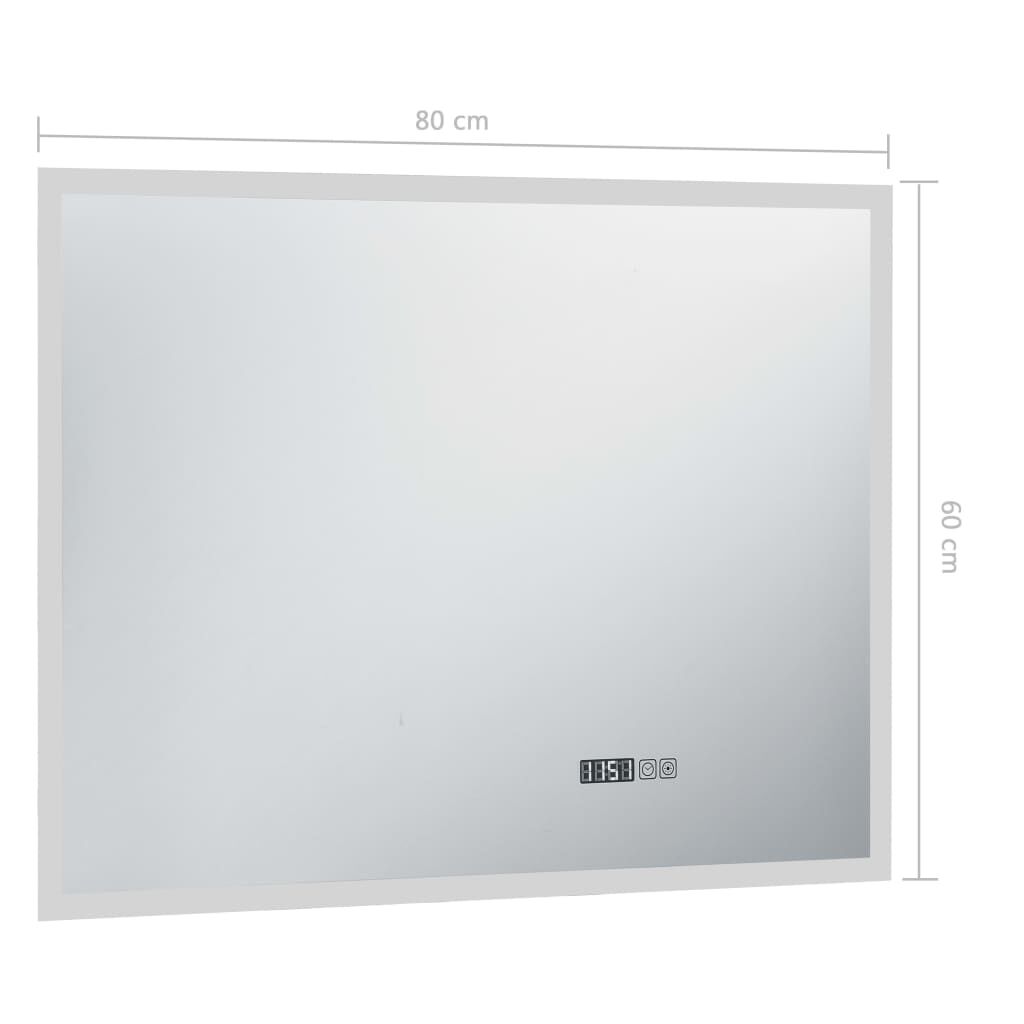 vidaXL Καθρέφτης Μπάνιου με LED/Αισθητήρα Αφής και Οθόνη Ώρας 80x60εκ.