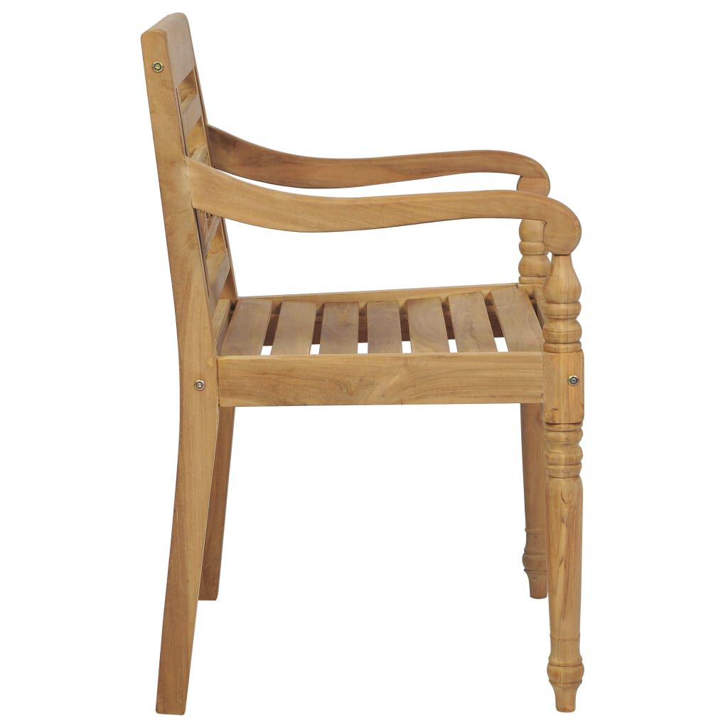 vidaXL Καρέκλες Batavia 2 τεμ. από Μασίφ Ξύλο Teak & Ανθρακί Μαξιλάρια