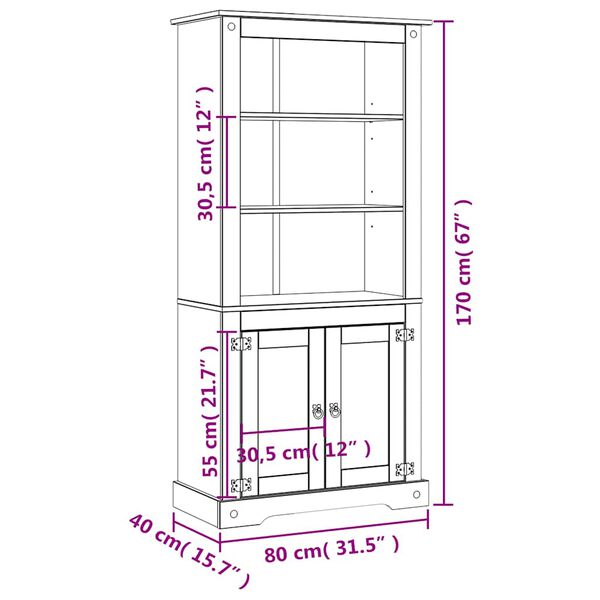 vidaXL Έπιπλο Τηλεόρασης Μεξικ. Στιλ Corona 80x40x170 εκ. Ξύλο Πεύκου