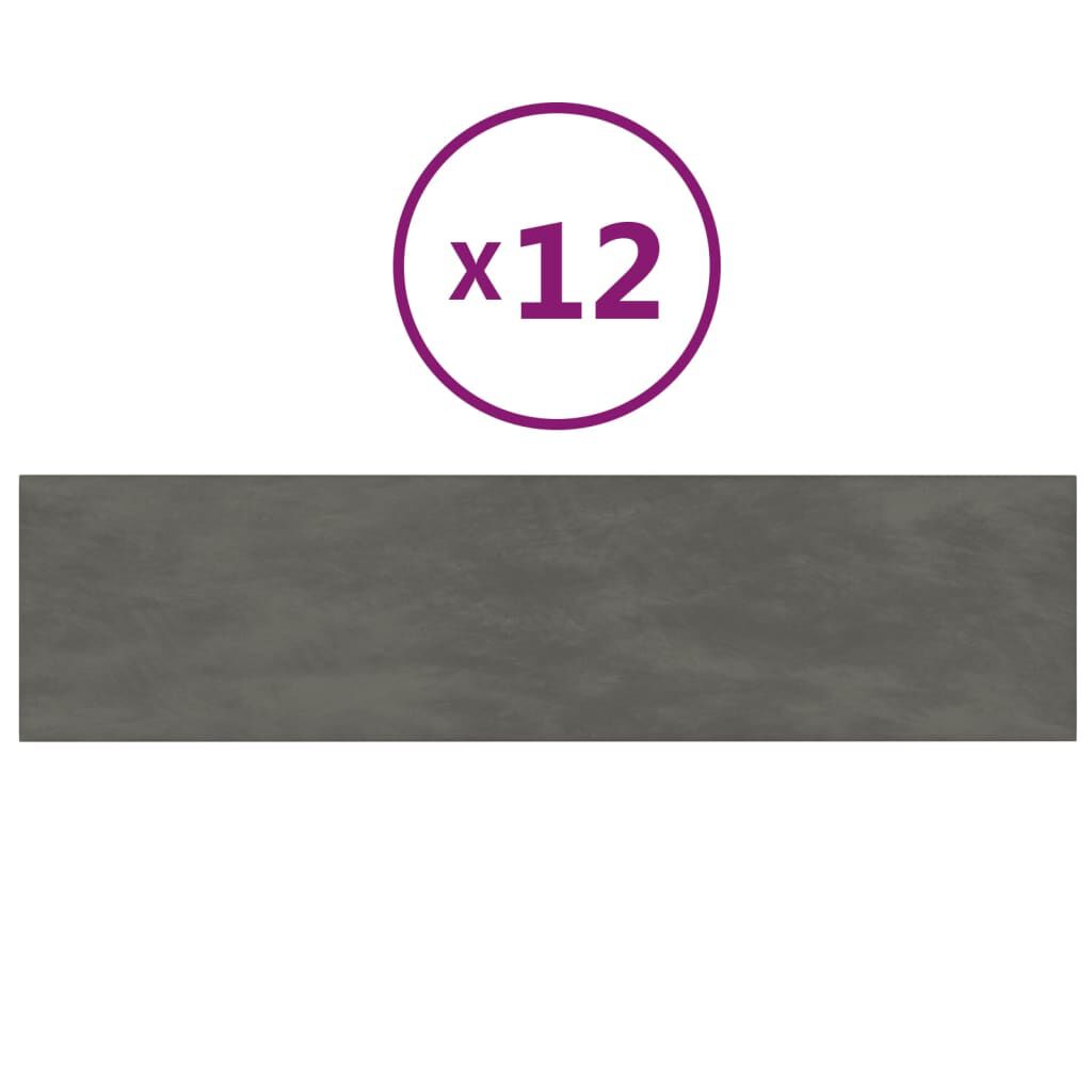 vidaXL Πάνελ Τοίχου 12 τεμ. Σκούρο Γκρι 60x15 εκ. 1,08 μ² Βελούδο