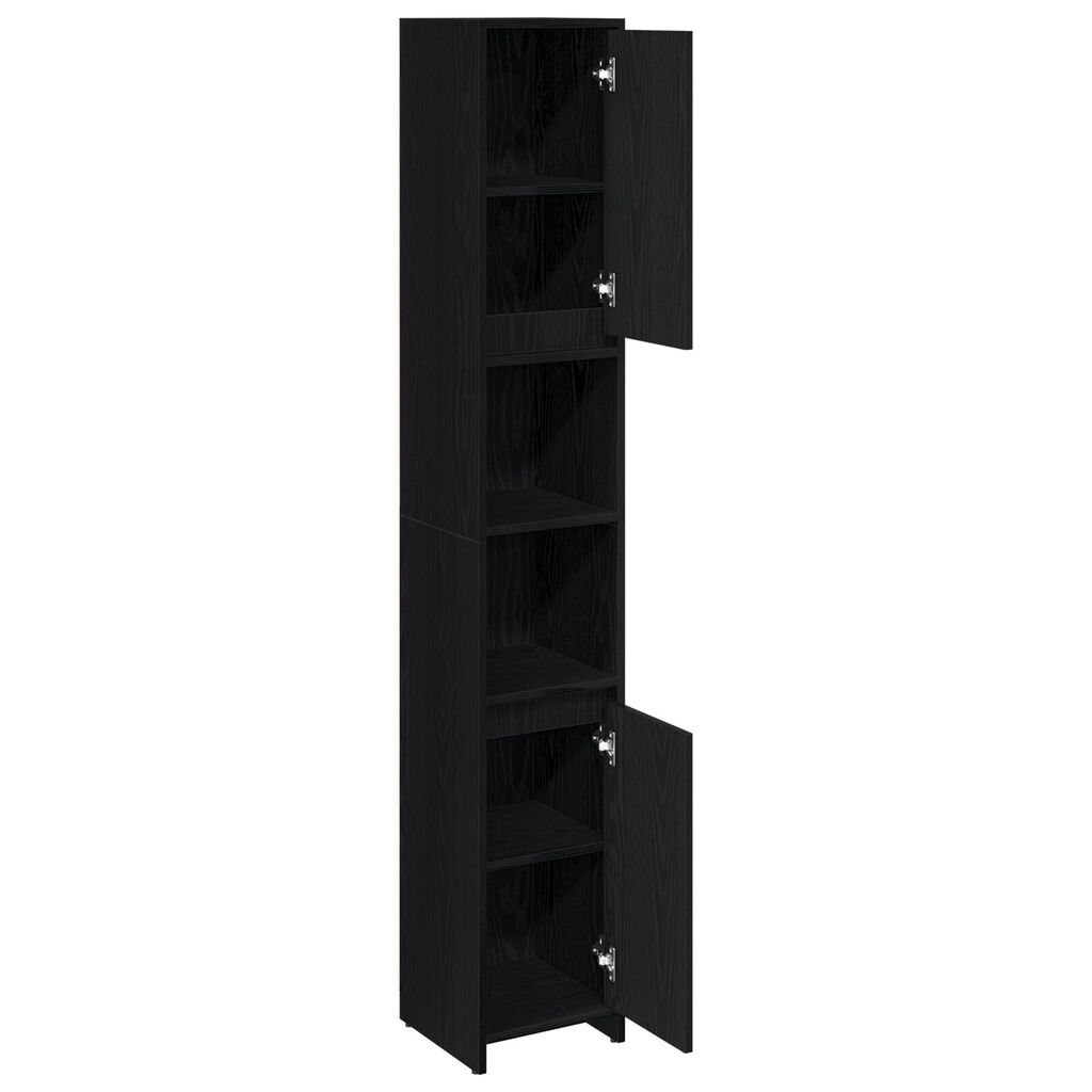 vidaXL Ντουλάπι Μπάνιου Μαύρη Δρυς 30x30x183,5 εκ Επεξεργασμένο ξύλο