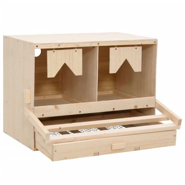 vidaXL Φωλιά για Κότες με 2 Θέσεις 63x40x45 εκ. από Μασίφ Ξύλο Πεύκου