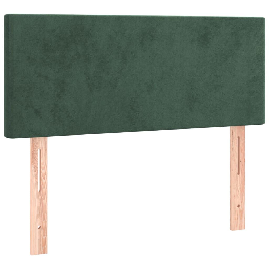 vidaXL Κρεβάτι Boxspring με Στρώμα & LED Σκ. Πράσινο 120x200εκ Βελούδο