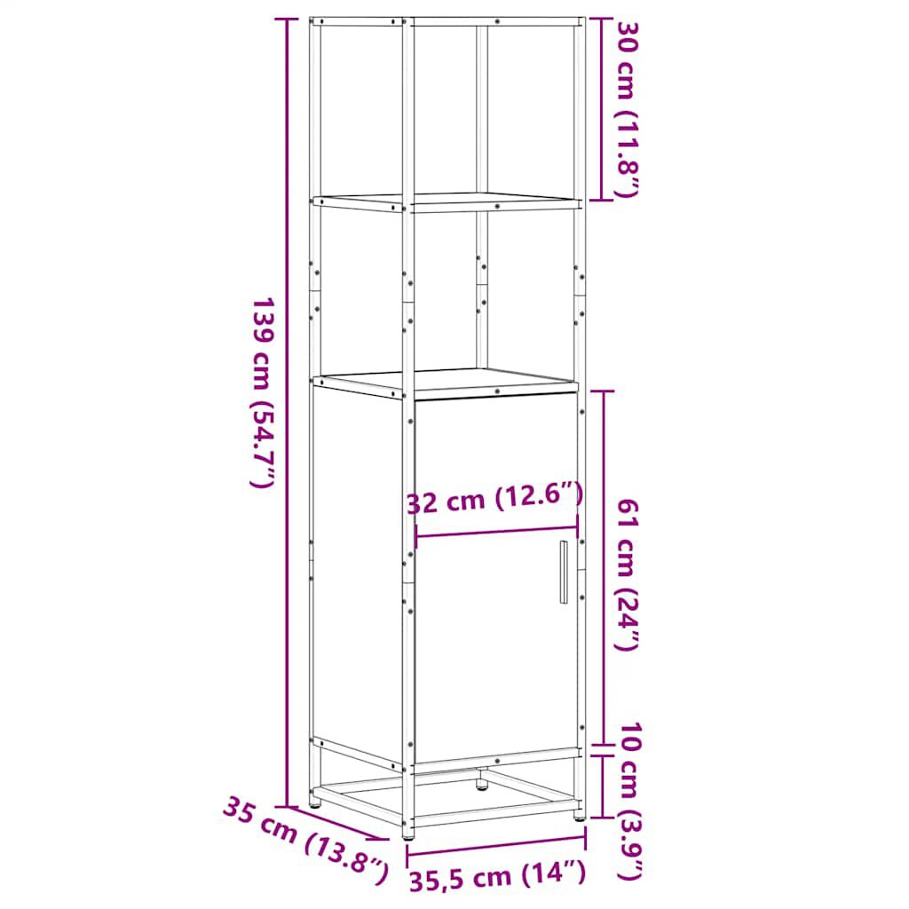 vidaXL Highboard Μαύρο 35,5x35x139 cm Κατασκευασμένο ξύλο και μέταλλο
