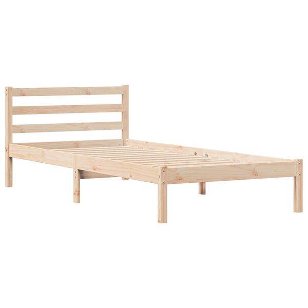 vidaXL Κρεβάτι με κεφαλάρι Καφέ 210 x 90 cm Μασίφ ξύλο πεύκου