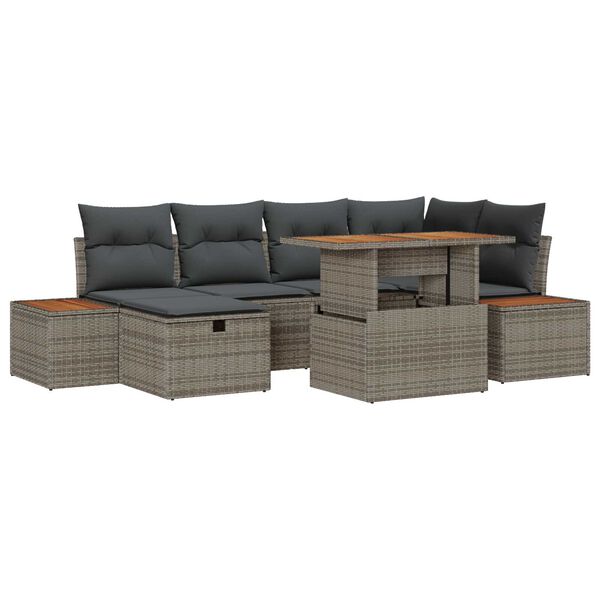 vidaXL Σετ Καναπέ Κήπου 7 pcs Γκρι συνθετικό ρατάν