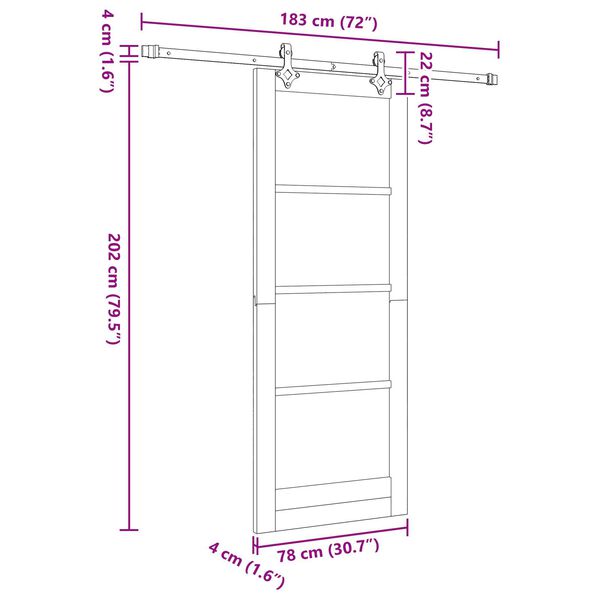 vidaXL Συρόμενη Πόρτα ORKDAL Καφέ 78 x 202 εκ. Ξύλο και μέταλλο