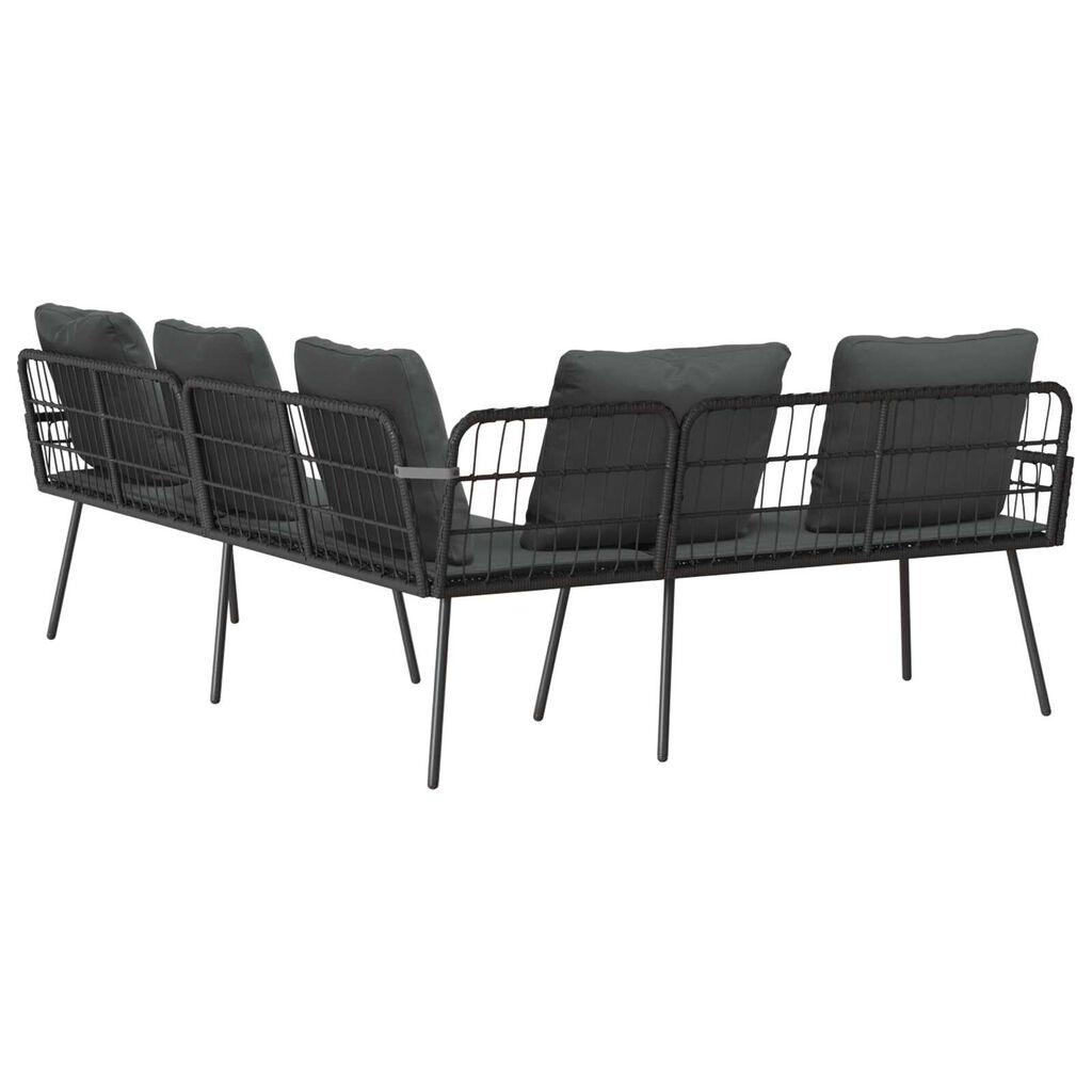 vidaXL Γωνιακός Καναπές Μαύρος 231x173x78 εκ. Πολυ Ρατάν