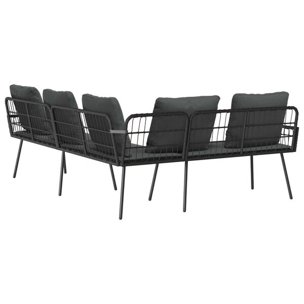 vidaXL Γωνιακός Καναπές Μαύρος 231x173x78 εκ. Πολυ Ρατάν