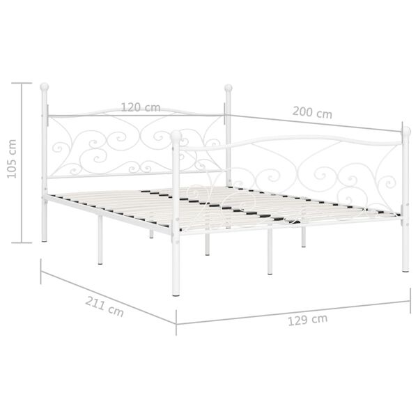 vidaXL Πλαίσιο Κρεβατιού με Τελάρο Λευκό 120 x 200 εκ. Μεταλλικό