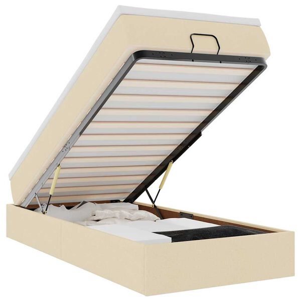 vidaXL Οθωμανικό κρεβάτι με στρώμα Cream 90x190cm ύφασμα