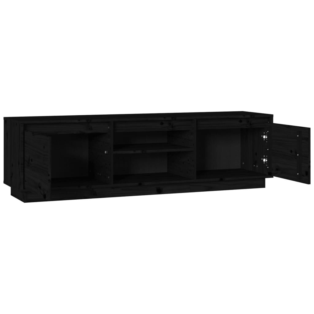 vidaXL Έπιπλο Τηλεόρασης Μαύρο 140 x 35 x 40 εκ. από Μασίφ Ξύλο Πεύκου