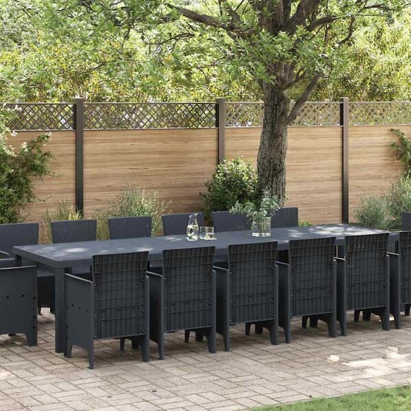 vidaXL Σέτ φαγητού για κήπο 13 pcs Ανθρακί Rattan Polt