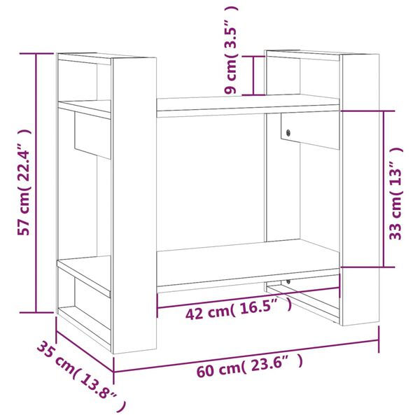 vidaXL Βιβλιοθήκη/Διαχωριστικό Χώρου 60x35x57 εκ. Μασίφ Ξύλο Πεύκου