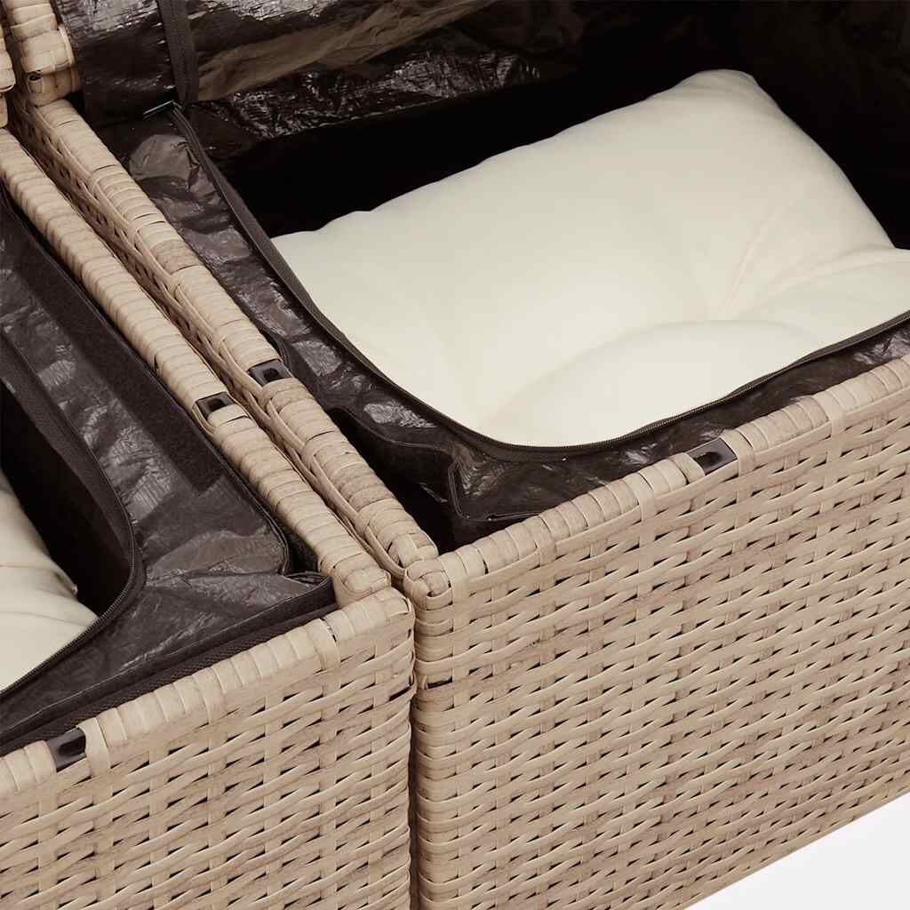 vidaXL Σαλόνι Κήπου Σετ 8 τεμ. Μπεζ Συνθετικό Ρατάν Μαξιλάρια ακακίας