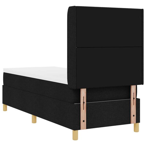 vidaXL Κρεβάτι Box Spring με Στρώμα & LED Μαύρο 80x200 εκ. Ύφασμα