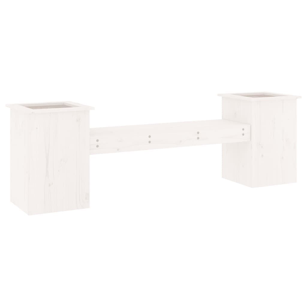 vidaXL Ζαρντινιέρα Παγκάκι Λευκό 184,5x39,5x56,5 εκ. Μασίφ Ξύλο Πεύκου