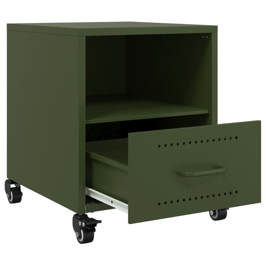 vidaXL Κομοδίνο Πράσινο Λαδί 36x39x43,5 εκ. από Χάλυβα