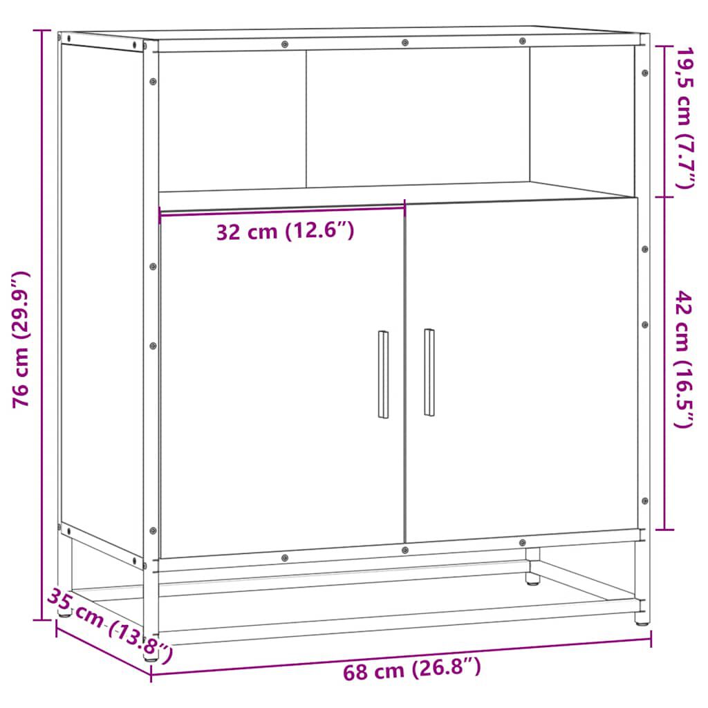 vidaXL Ντουλάπι Καπνιστή Δρυς 68x35x76 εκ. από Επεξεργασμένο Ξύλο