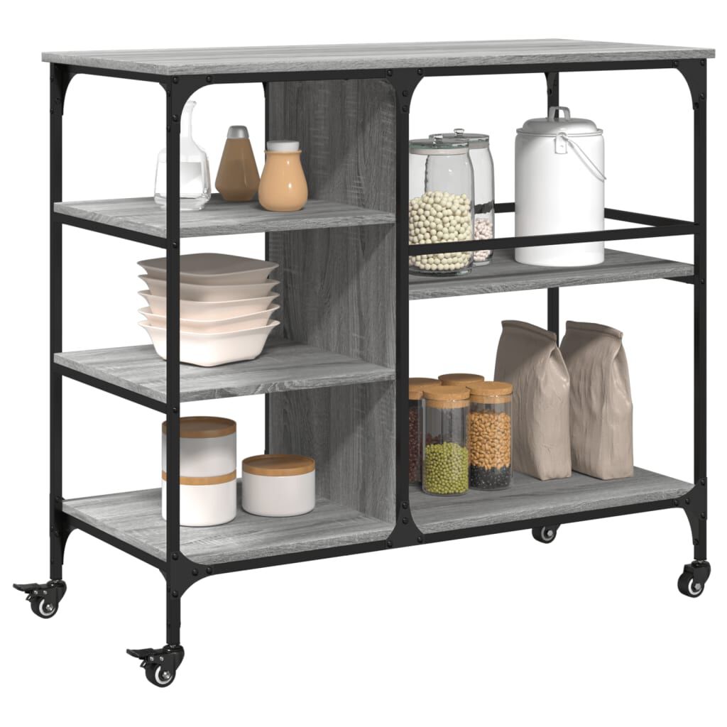 vidaXL Τρόλεϊ Κουζίνας Sonoma Γκρι 100x45x89,5 εκ. Επεξεργασμένο Ξύλο