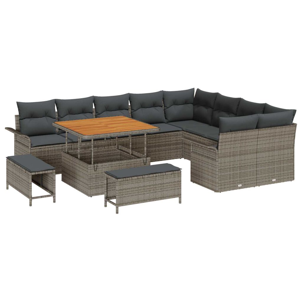 vidaXL Σετ Καναπέ Κήπου 12 pcs Γκρι συνθετικό ρατάν