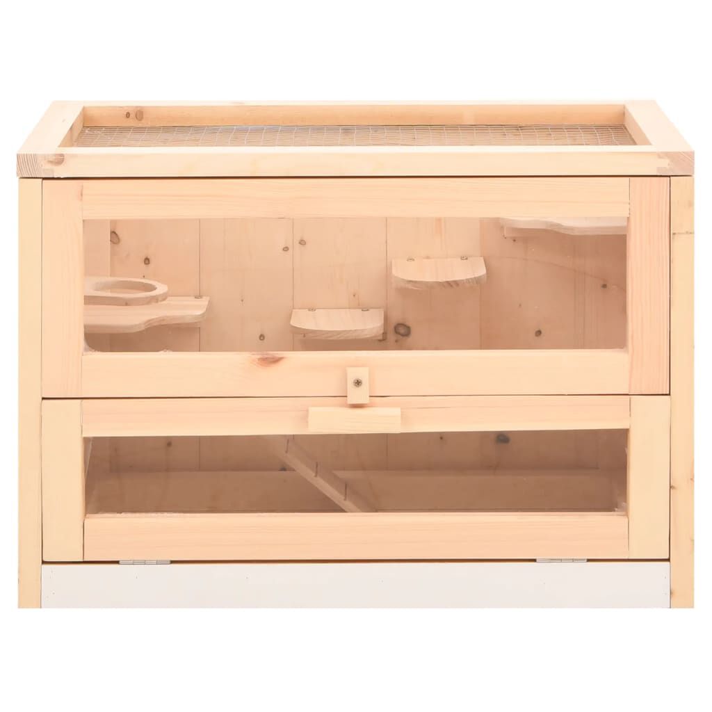 vidaXL Κλουβί Χάμστερ 60 x 35,5 x 42 εκ. από Μασίφ Ξύλο Ελάτης
