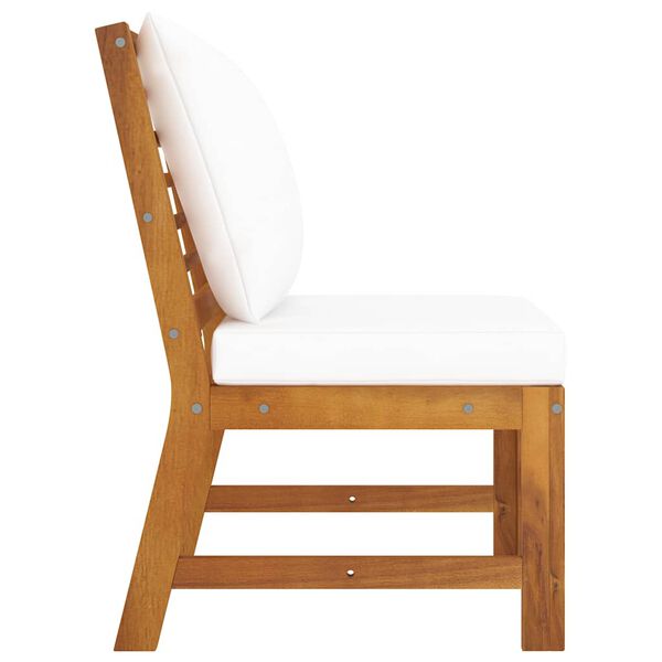 vidaXL Καναπές Μεσαίος Τμηματικός Μασίφ Ξύλο Ακακίας με Κρεμ Μαξιλάρι