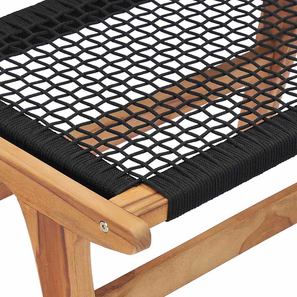 vidaXL Σεζλόνγκ με Υποπόδιο από Μασίφ Ξύλο Teak και Σχοινί
