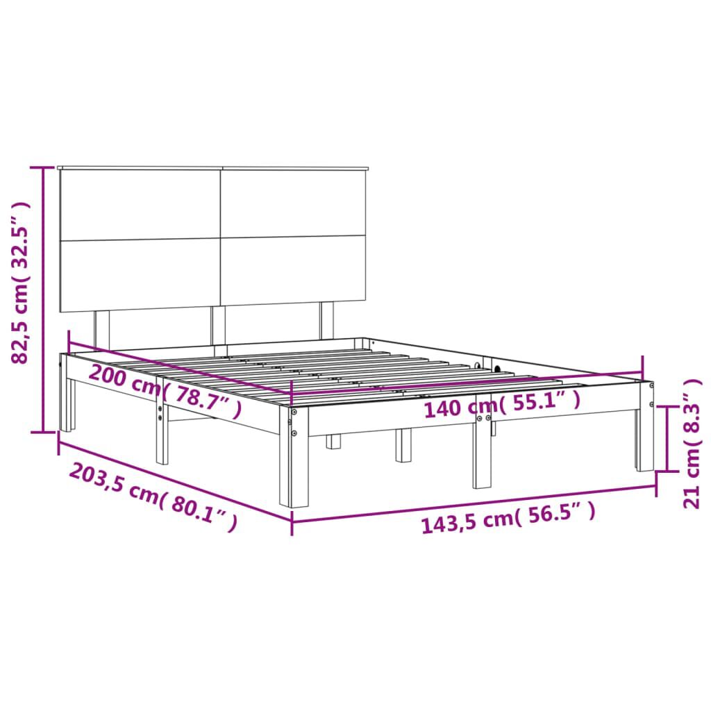 vidaXL Σκελετός Κρεβ. Χωρίς Στρώμα Λευκό 140x200 εκ Μασίφ Πεύκο